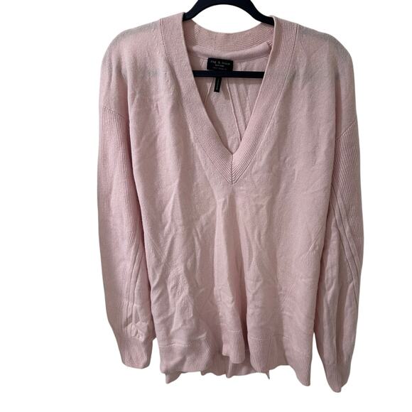 Rag & Bone Ace Women's V-Neck 100% Cashmere Sweater Pink Blush, size S - Picture 2 of 10